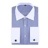 New Style Men's French Formal Shirt Striped Long-sleeved Men's Top Versatile Pocket Design Fashionable Men's Clothing