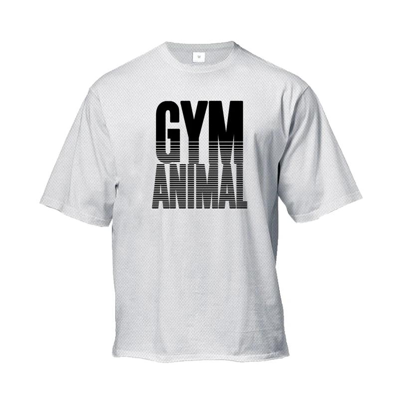 Muscleguys Gym Animal Running T-shirts Mens Oversized Drop Shoulders Half Sleeve T Shirt Summer Quick Dry Mesh Clothing Fitness Loose Shirt