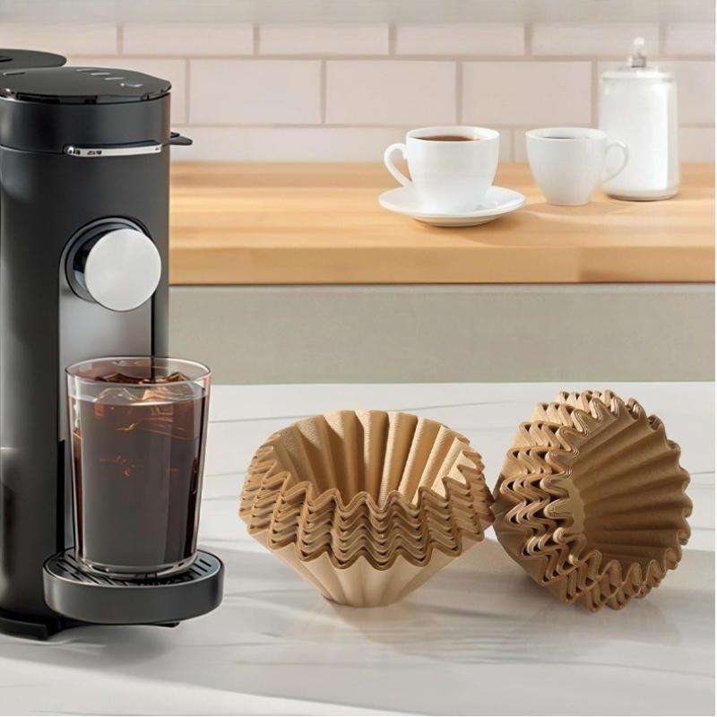 50PCS Basket Coffee Filter, Cups Bowl Shape Origami Hand Brewed Drip Corrugated Disposable Cup for Pour Over Espresso