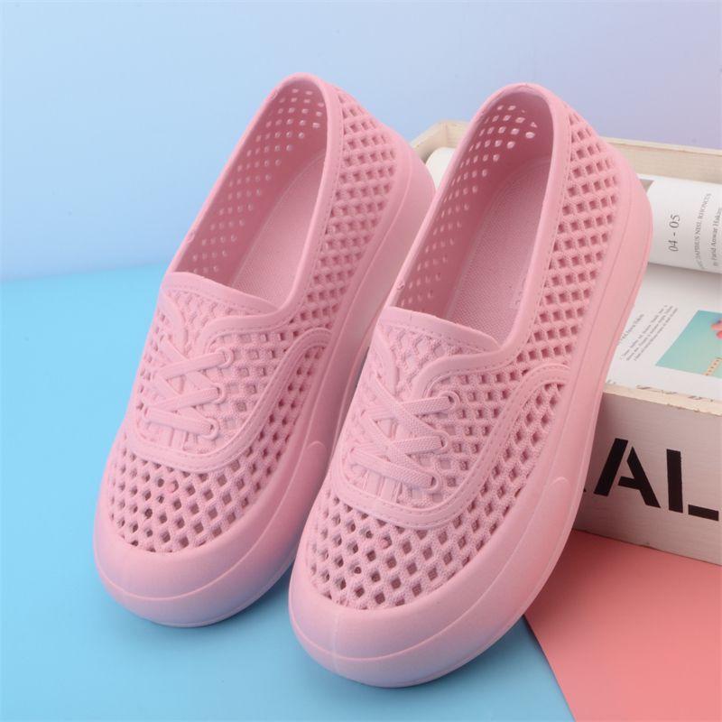 White Mesh Breathable Flat Bottom Anti Slip Women's Work Shoes Comfortable Summer Plastic Rain Shoes