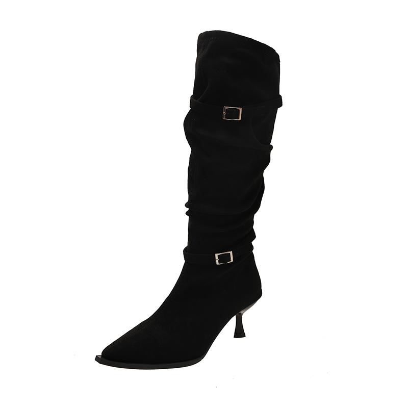 

2025 NEW Versatile Boots Wear Soft Leather Velvet High Heel Over Knee Long Boots Women Spring and Autumn Soft Boot 40