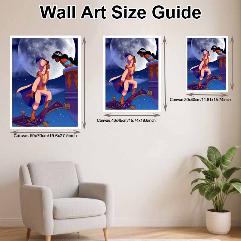 Disney Diamond Painting Kit Aladdin Jasmine 5D DIY, suitable for beginners and craft lovers, interior space decoration