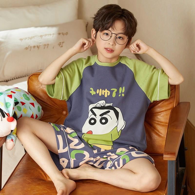 Boys Cotton Short Sleeve Pajamas Set Lightweight Cartoon Sleepwear Kids Ages 8 Home Wear