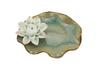 Speed Mao Stylish Lotus Leaf and Lotus Flower Incense Burner Holder Incense Stick and Candle Holder For Relaxation and Wellness Light Blue - - -