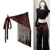 Cinturón Bufanda Larga Estrecha Boho Fajín Triangular con Borlas para Mujer Accesorio de Cintura Floral Retro para Vestidos Jeans