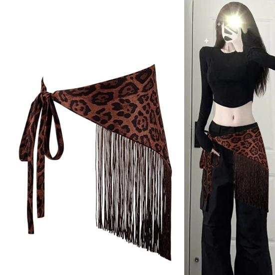 Cinturón Bufanda Larga Estrecha Boho Fajín Triangular con Borlas para Mujer Accesorio de Cintura Floral Retro para Vestidos Jeans