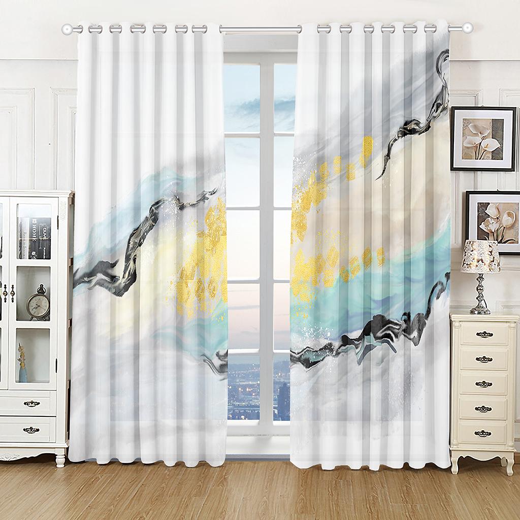 3D Cheap Modern Simple Style Polyester Thin Sunshade Curtains Luxury Living Room Bedroom Home Decor 2 Panels