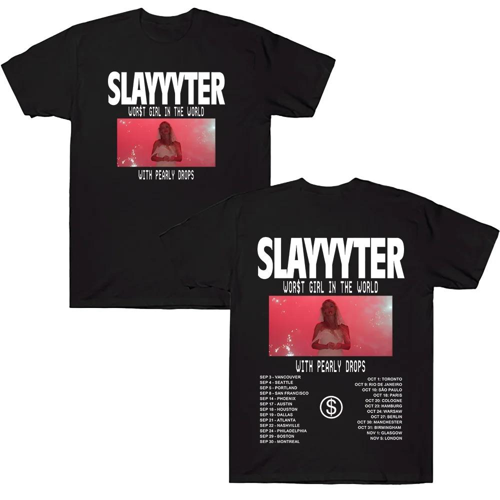 

Летняя мода WOR$T GIRL IN THE WORLD TOUR Футболки Slayyyter Мода 2026 Футболки с коротким рукавом Модные Y2K Женские Мужские Хлопковые Футболки Высокого Качества 4XL