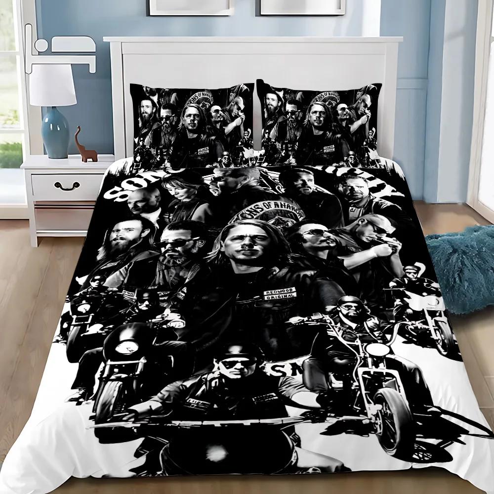 Sons of Anarchy Retro Duvet Cover Pillowcase Bedding Set Adult Boy Girl Bedroom Decoration Children Gift Single Double Size