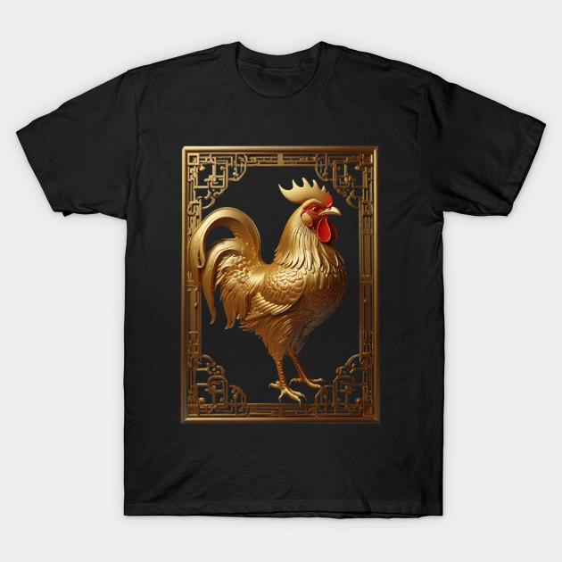 Men Black Print T-shirt Year Of The Rooster No-Cut Transfer Paper Print Cotton Tshirt 4XL чёрный
