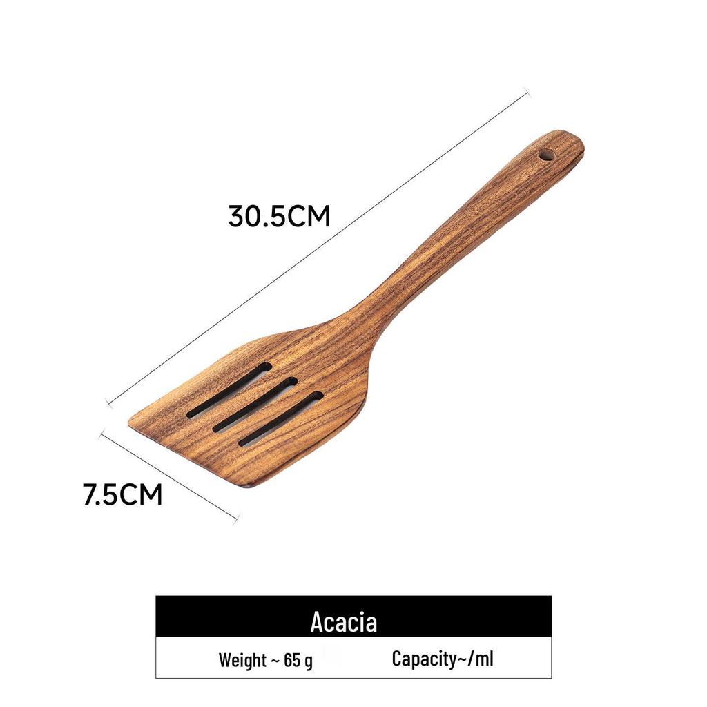 Acacia Long Handle Heat-Resistant Wooden Spatula and Salad Fork Set