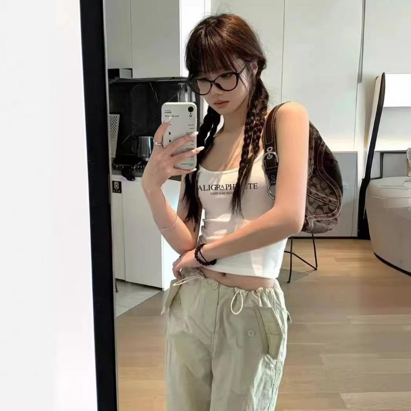 Letter beauty back halter red vest new female summer Spice girls wear slim-fit short strapless top sleeveless