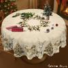 Round Christmas Tablecloth Santa Nutcracker Snowman Print Holiday Dining Table Cover Dustproof Home Decoration 150cm