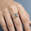 New women's ring European and American style ring with a blue topaz stone set in an alloy band ins Ornament