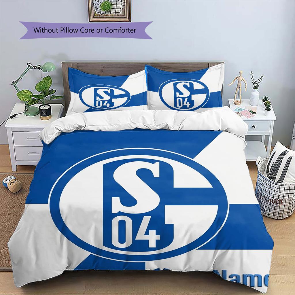 FC Schalke 04 Custom Name Pattern Bedding,Quilt Set Quilt Cover Pillowcase Home Birthday Gift(1 * duvet cover + 2 * pillowcase, without core)