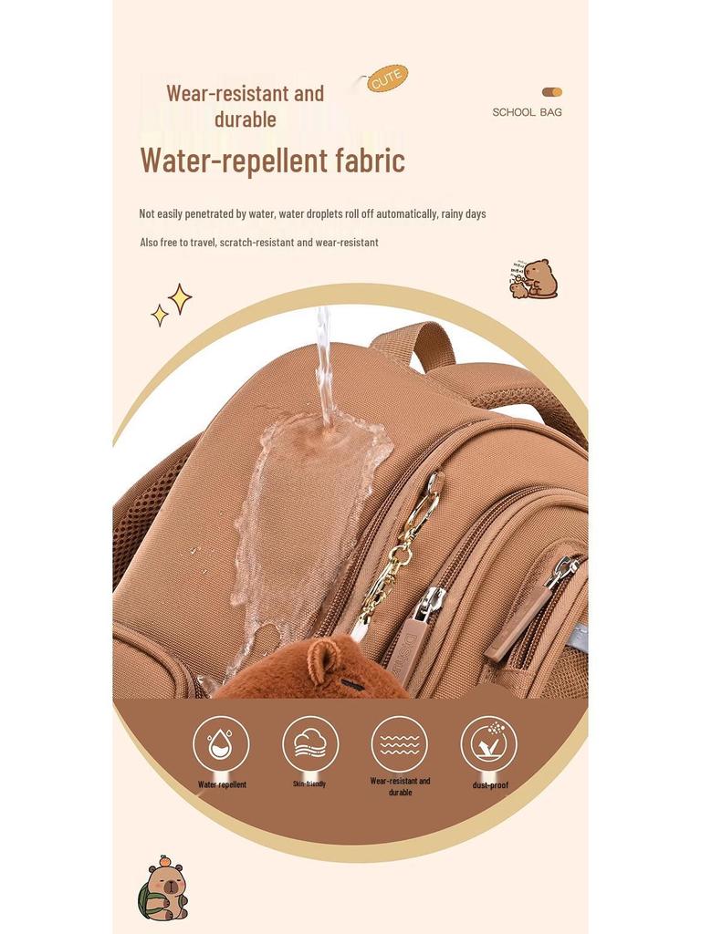 Capybara Decompression Backpack for Elementary Students Grades 1-6 - Lightweight, Large Capacity for Boys and Girls