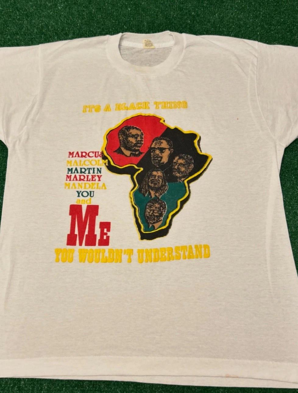 Vintage 80s 90s Black History Malcom X Bob Marley MLK VTG Shirt Mens Sz XL 1990s S