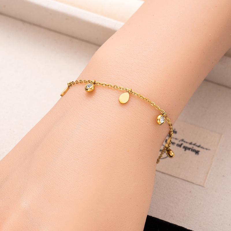 Stainless Steel Four-Leaf Clover Love Star Moon Zircon Bracelet Creative Niche Titanium Steel Pendant Bracelet Women'S Jewelry