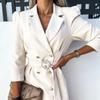 Neues Damen-Blazer-Kleid mit Puffärmeln und Revers, schmal geschnitten, zweireihig, V-Ausschnitt, Pendlerjacke mit Bindekragen, Damen Slim Suit Kleid