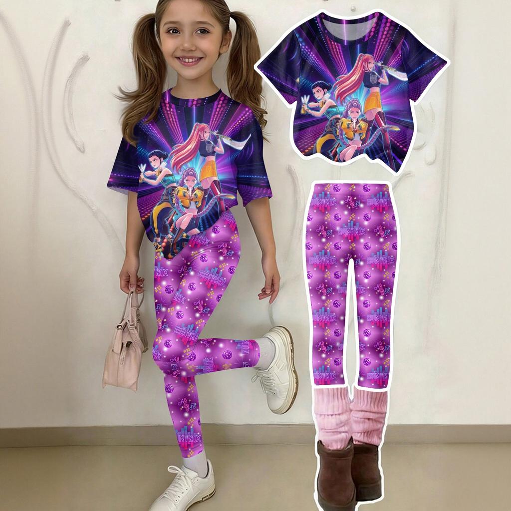 Children's Casual Short-sleeved Printed Short-sleeved Shirt And Pants Two-piece Set