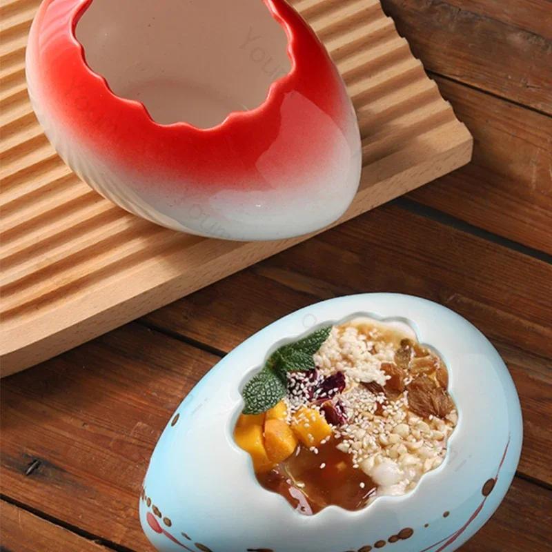 Creative Circular Ceramic Bowls Luxurious Hotel Restaurant Yogurt Dessert Bowl Delicious Dishes Plate Unique Household Tableware