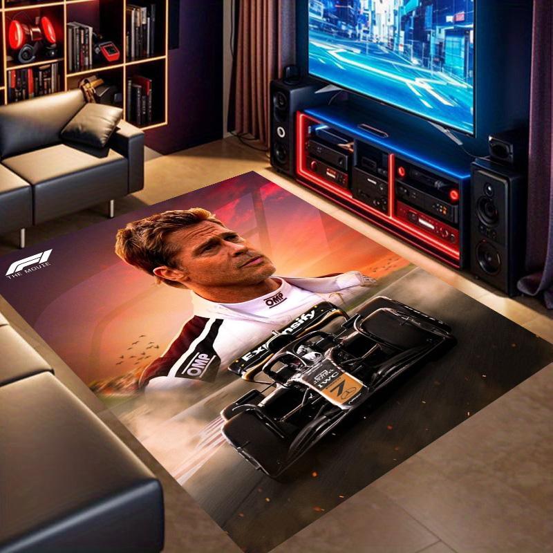 Tappeto A Pelo Corto con Stampa di Personaggi Tema Film Corse F1 Tappeto per Pavimento Rettangolare Antiscivolo Motorsport per Soggiorno Camera da Letto Decorazione Casa Tappeto per Appassionato di Corse