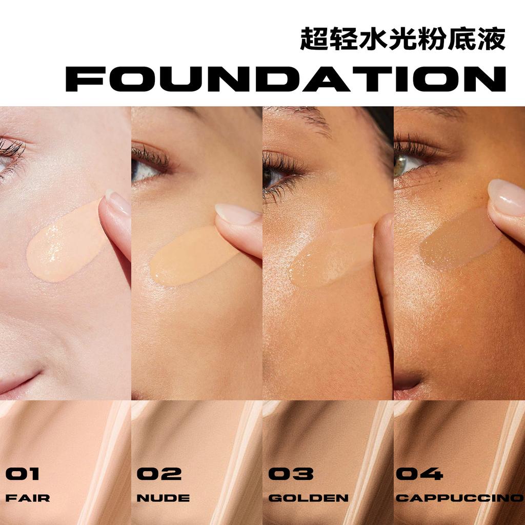 Hydrating Foundation with Dewy Finish, Long-Lasting Full Coverage, Waterproof & Sweat-Resistant