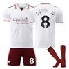 Kits de Futebol para Adolescentes, Crianças e Adultos Conjunto de Camisa de Treino Esportivo com Meias 25/26 Arsenal 2º Fora #8 Ødegaard