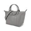 Longchamp Le Pliage Cuir 25 Short Handle Foldable Lambskin Crossbody Tote Bag Small Women Handbags Dove-Grey 1512757P55