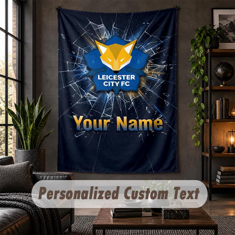 Personalized Wall Tapestry,Leicester City Custom Text, Soft Fabric Wall Art For Indoor Decoration