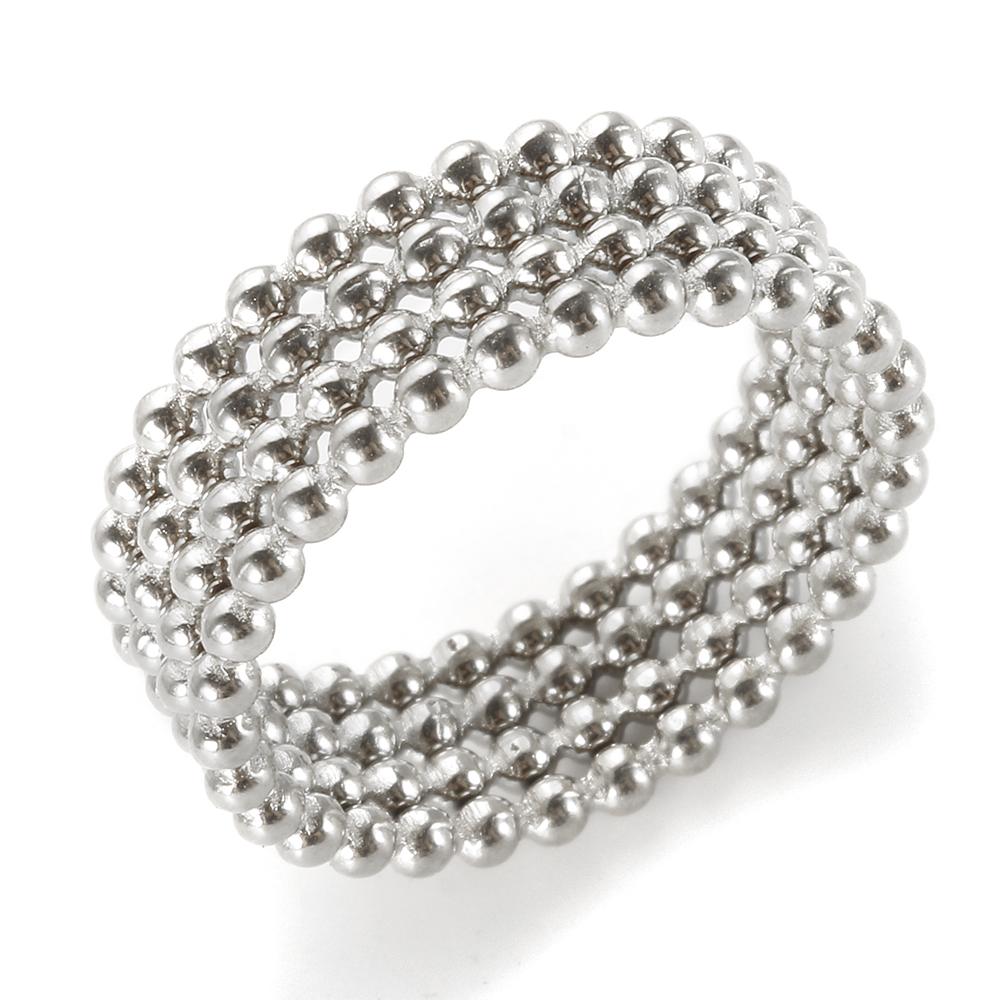 

Кільце-кулька з маленьких круглих намистин для жінок. Вишукані порожнисті, водонепроникні металеві каблучки з нержавіючої сталі. Модні ювелірні вироби з тонкою текстурою. 7