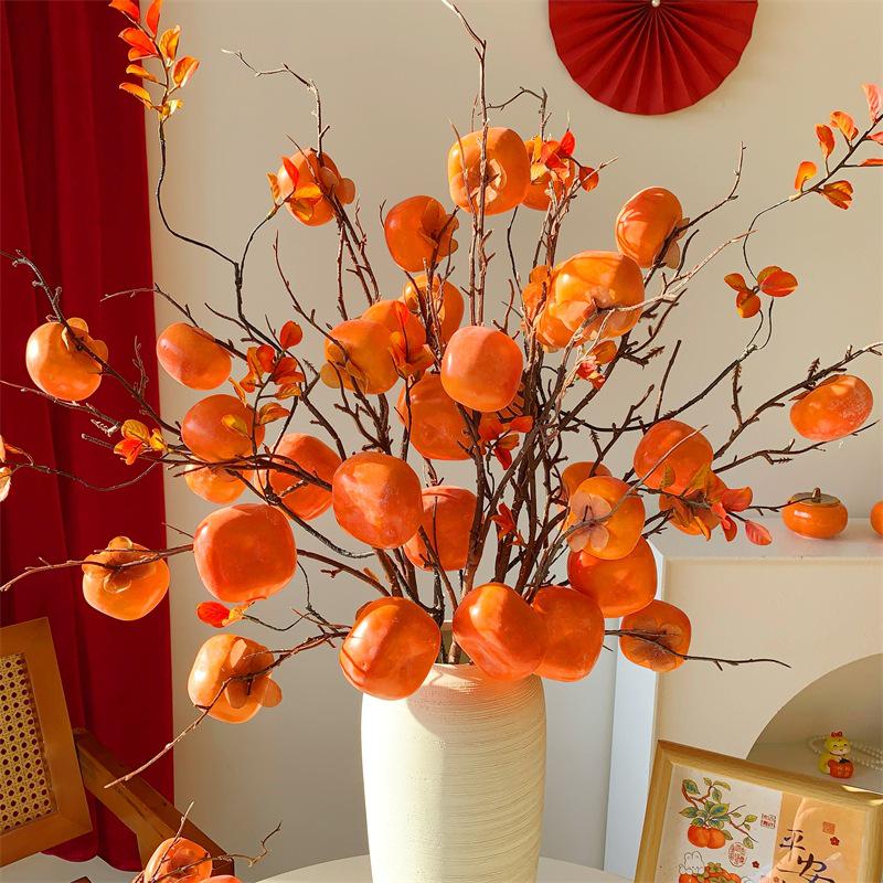 Persimmon Fruit Flower Arrangement: New Year's Dried Floral Decoration