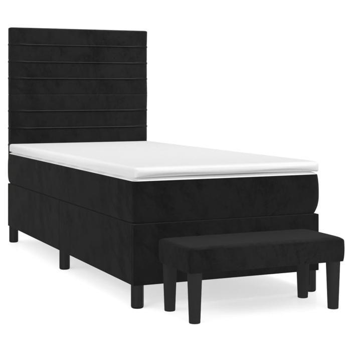 Maison Exclusive - Sommier à lattes de lit avec matelas Noir 90x190 cm Velours