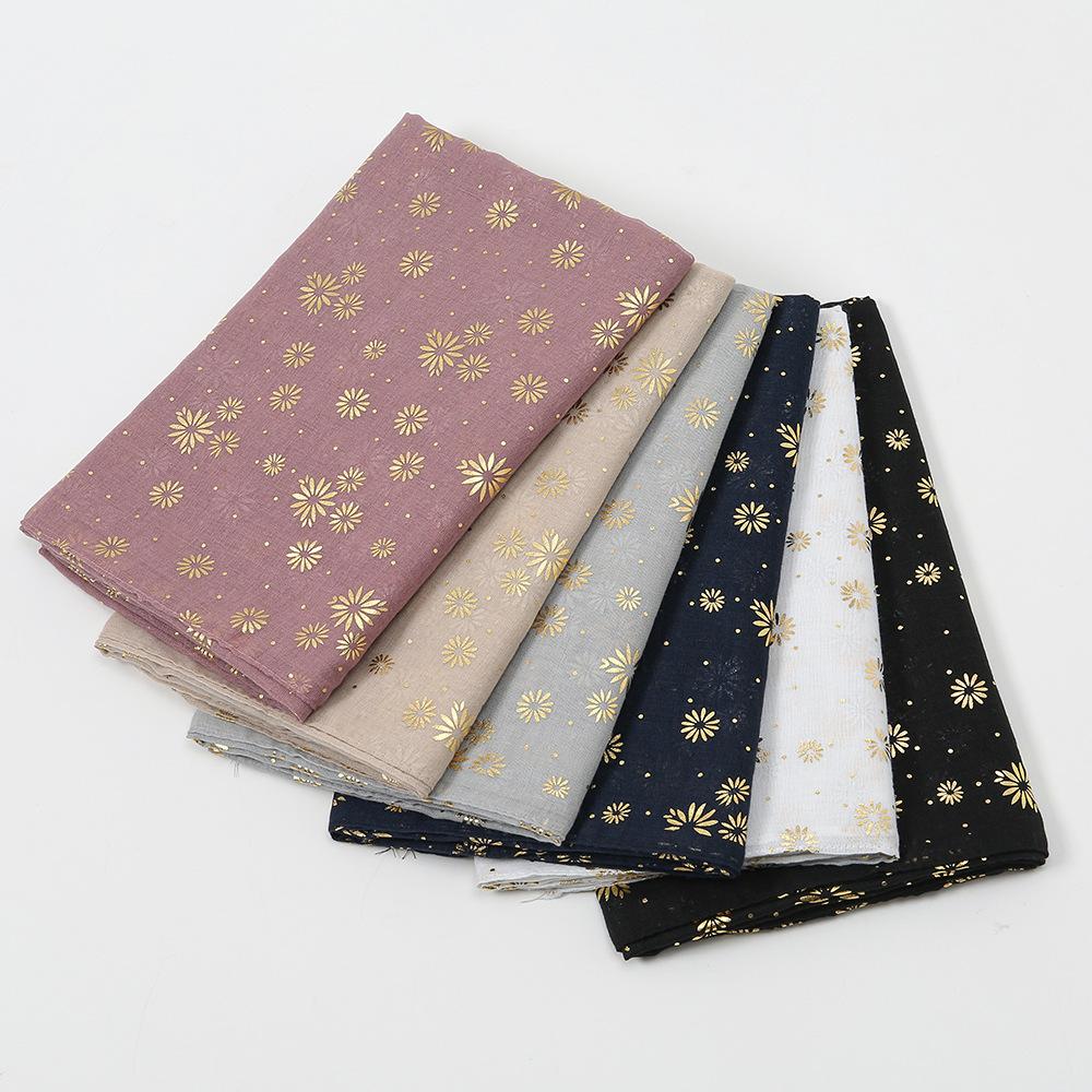 Korean Style Luxury Women Spring And Summer Metallic Daisy Flower Long Scarves Pashmina Female Shawl Hijab