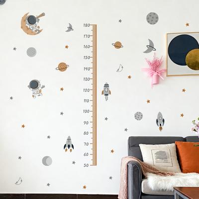 Cartoon Animal Height Chart Wall Stickers PVC Waterproof Removable Decals for Living Room 60x30cm Two-Piece Set