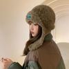 Earmuffs Woolen Beanie Hat Solid Color Winter Hood Hat Cute Plush Ear Protection Hat  Female/Girls