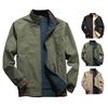 Men Jacket Elastic Cuffs Stand Collar Long Sleeve Patchwork Color Reversible Jacket Coat with Pockets Casual Outwear