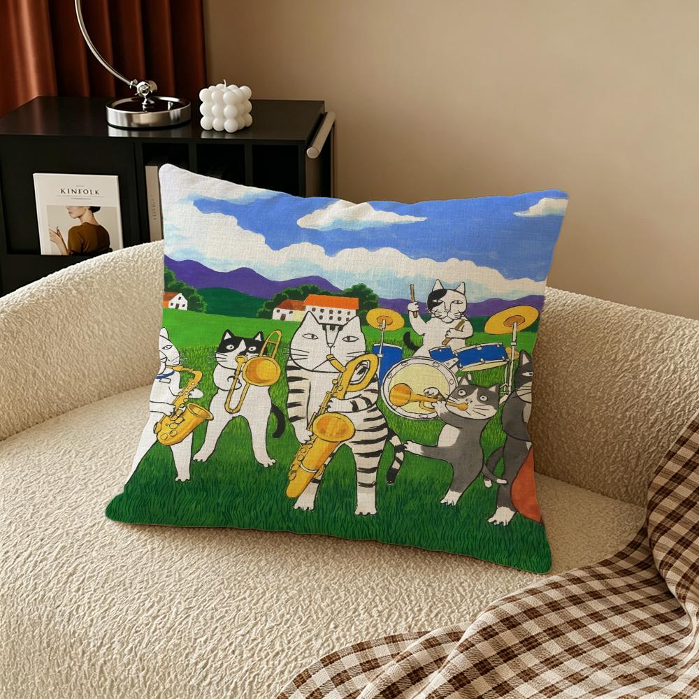 H-Hajime Okamoto Cushion Cover Natural Linen Pillowcase Set, All-In-One Decor For Sofa, Bedroom & Chair