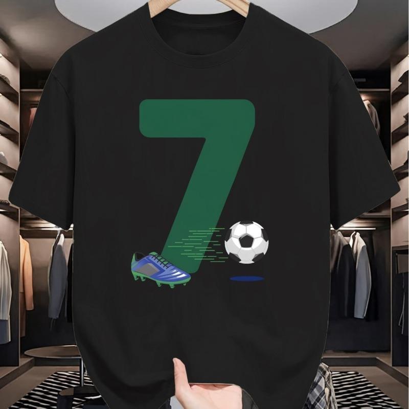 

7 And Football Men S Summer Shortsleeved T-Shirts Fashionable And Trendy Printed Men S Bottoming Shirts Male Teenagers Spring And Summer Round 4XL