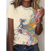 Fashion Women's Crew Neck Short Sleeve 3D Casual Color Printing Casual Short Sleeve Crew Neck T-Shirt