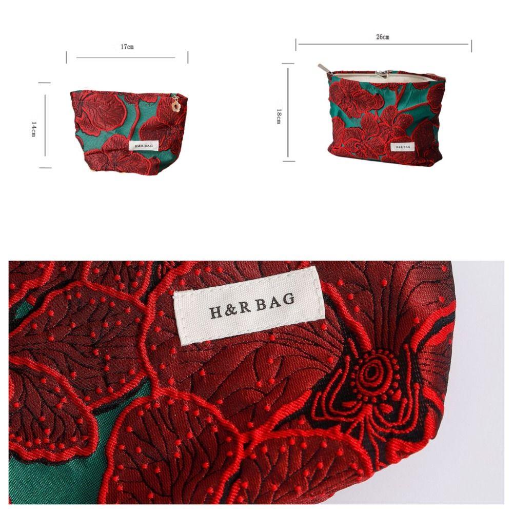 New Retro Chinese Red Makeup Bag Portable Large Capacity Sanitary Napkin Storage Bag Jewelry Handbag Storage Bag Coin Key Bag