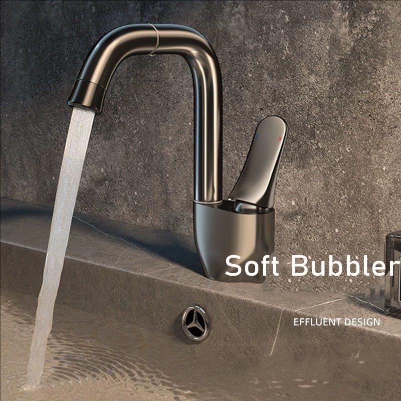 Brass Basin Faucet 720° Rotating Bathroom Sink Faucet Mixer Deck Mounted Water Tap Shower Head Aerators Plumbing Tapware