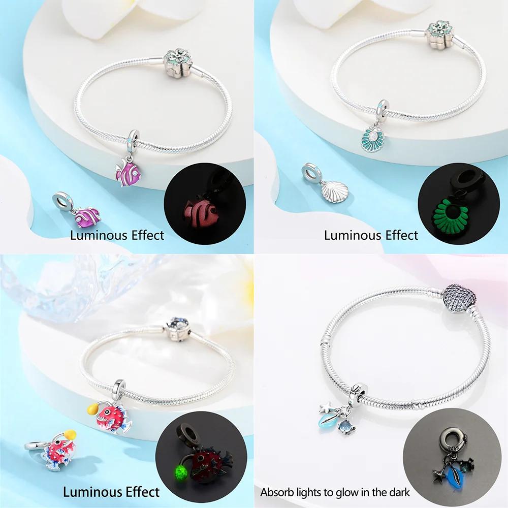 Charms Plataocean Luminous Series Beads For Charms Copper Bracelet Beads Jewellery Making Women'S Gift