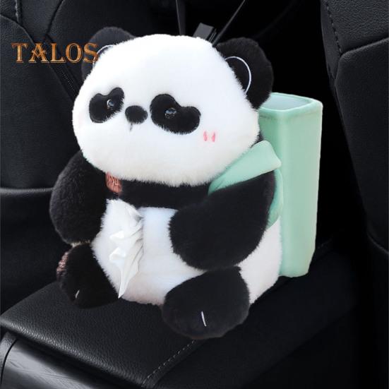 Cute Bear Car Tissue Box & Trash Can 2-in-1 Plush Multi-Functional Organizer Universal Auto Interior Decor for SUV Truck Van