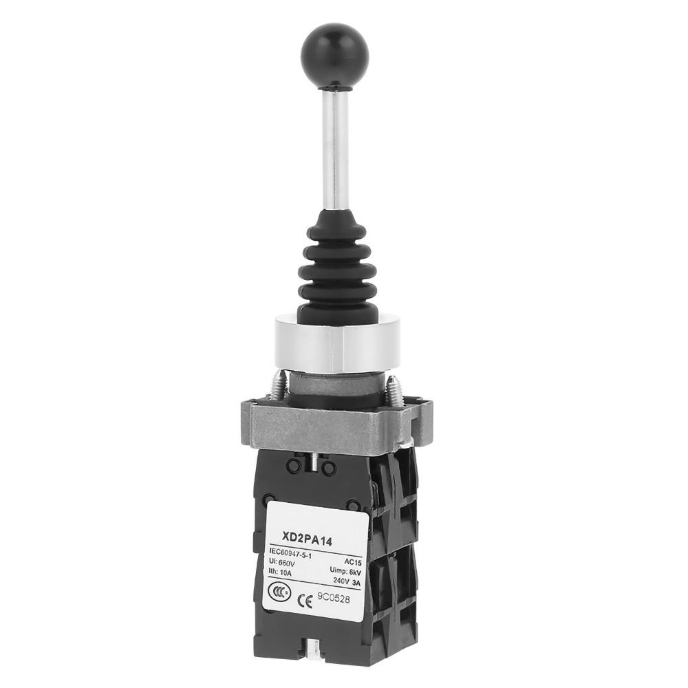 XD2PA14 Joystick Switch 4NO 4 Position 22mm Latching Joy Stick Switch Rubber Sleeve Cover Push On Terminals Locked Joystick