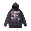 Harajuku Ukiyo-E Cartoon Print Heavy Hoodie American Street Hip Hop Washed Hoodie For Men And Women