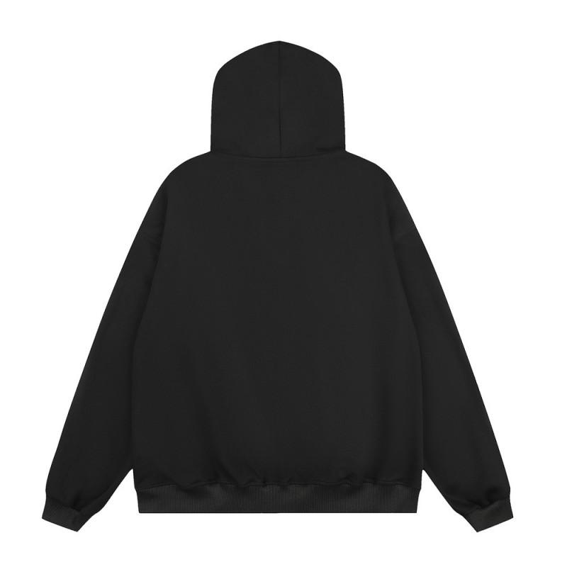 Mens Hooded Sweatshirt Jacket Star Embroidery Loose Fit Streetwear