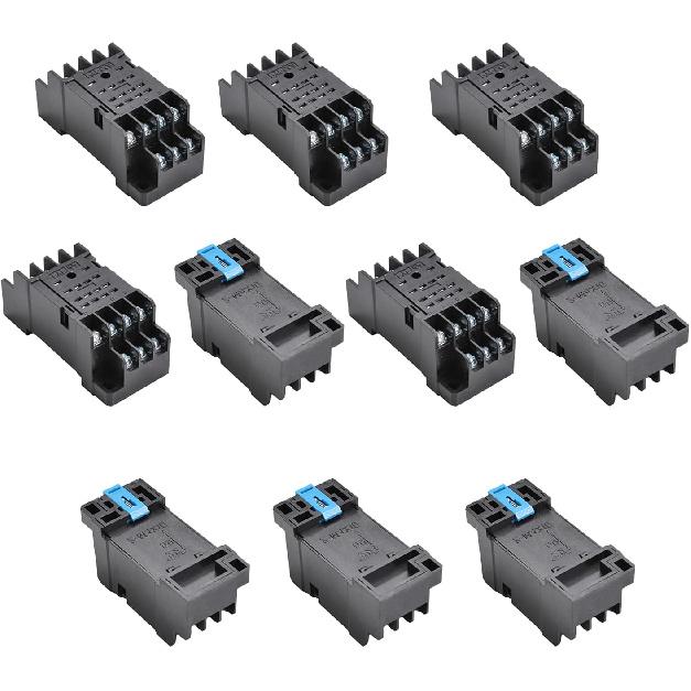 Heyiarbeit 5Pcs PYF14A 14-Pin DIN Rail Mounted Power Relay Socket Base Holder for H3Y-4 Relay