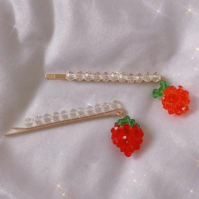 Damen Haarnadel mit Erdbeer- und Orangenperlen Haarnadel