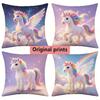 Rainbow Unicorn Print Cozy Square Throw Pillow Covers Pattern Cushion Cover Suitable For Sofa Bedroom Car Pillow Cover
